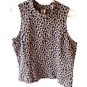 Anthropologie Purple, Black and White Leopard Print Sleeveless Blouse